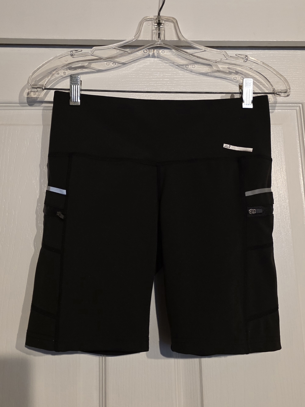 JGX Black Performance Bike Shorts with Side Zipper Pockets
